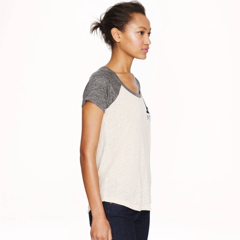J. Crew "Amour" Linen Baseball Tee - Picture 2 of 8